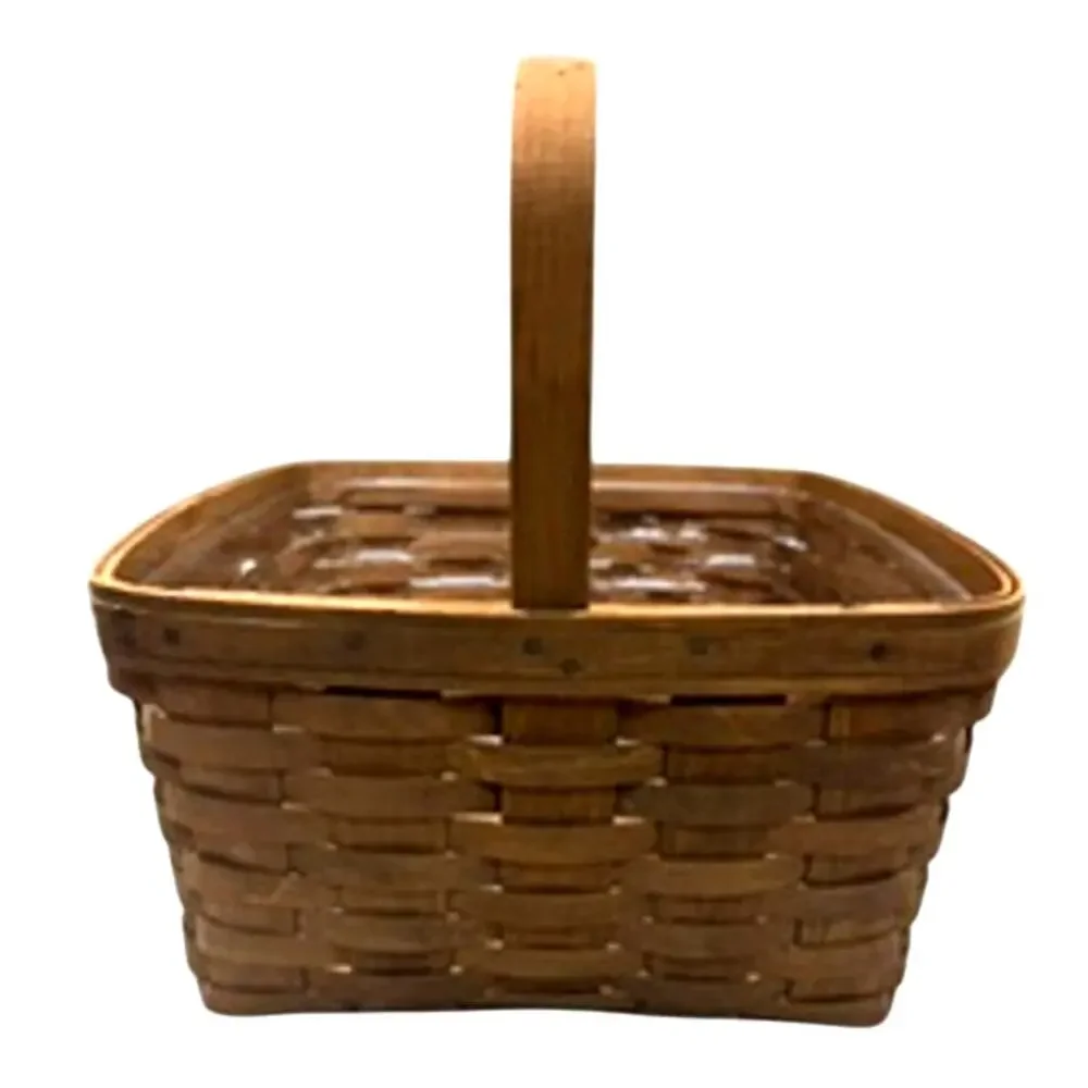 Vintage 1984 Longaberger Large Market Basket w Protector Liner Signed USA 12x12
